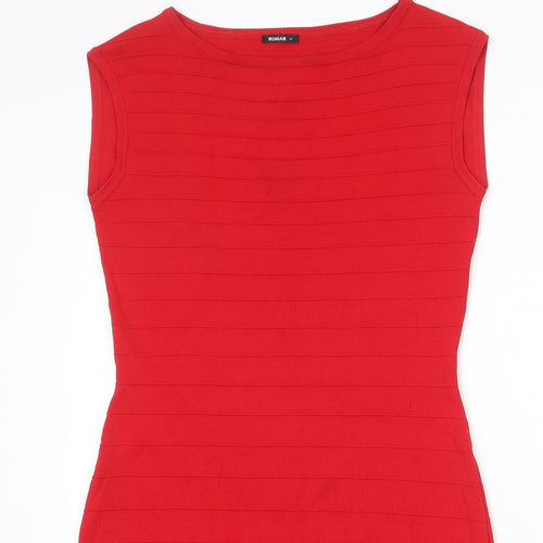 Roman Womens Red Viscose Shift Size 14 Round Neck Pullover