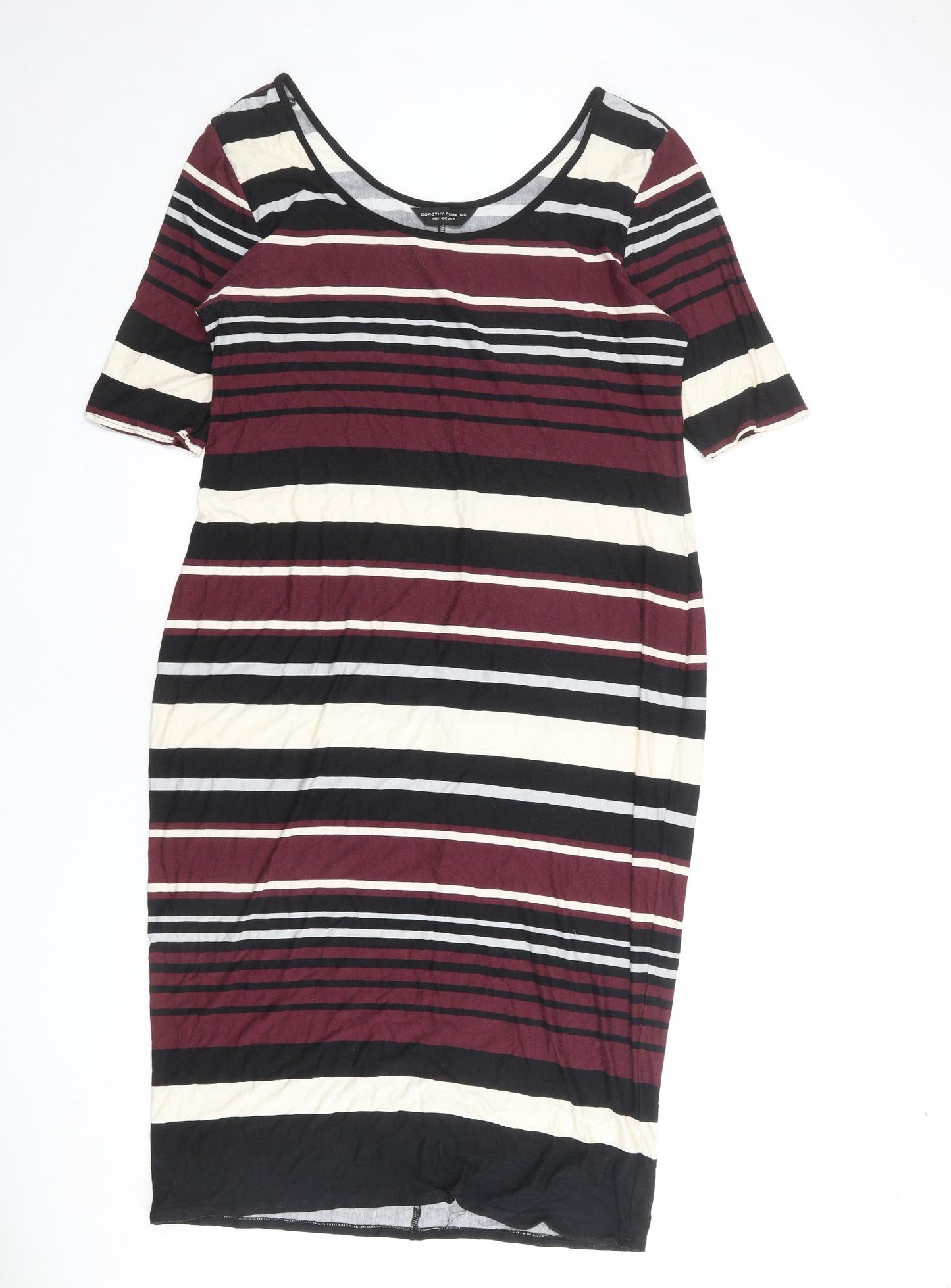 Dorothy Perkins Womens Multicoloured Striped Viscose Shift Size 18 Scoop Neck Pullover