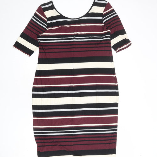 Dorothy Perkins Womens Multicoloured Striped Viscose Shift Size 18 Scoop Neck Pullover