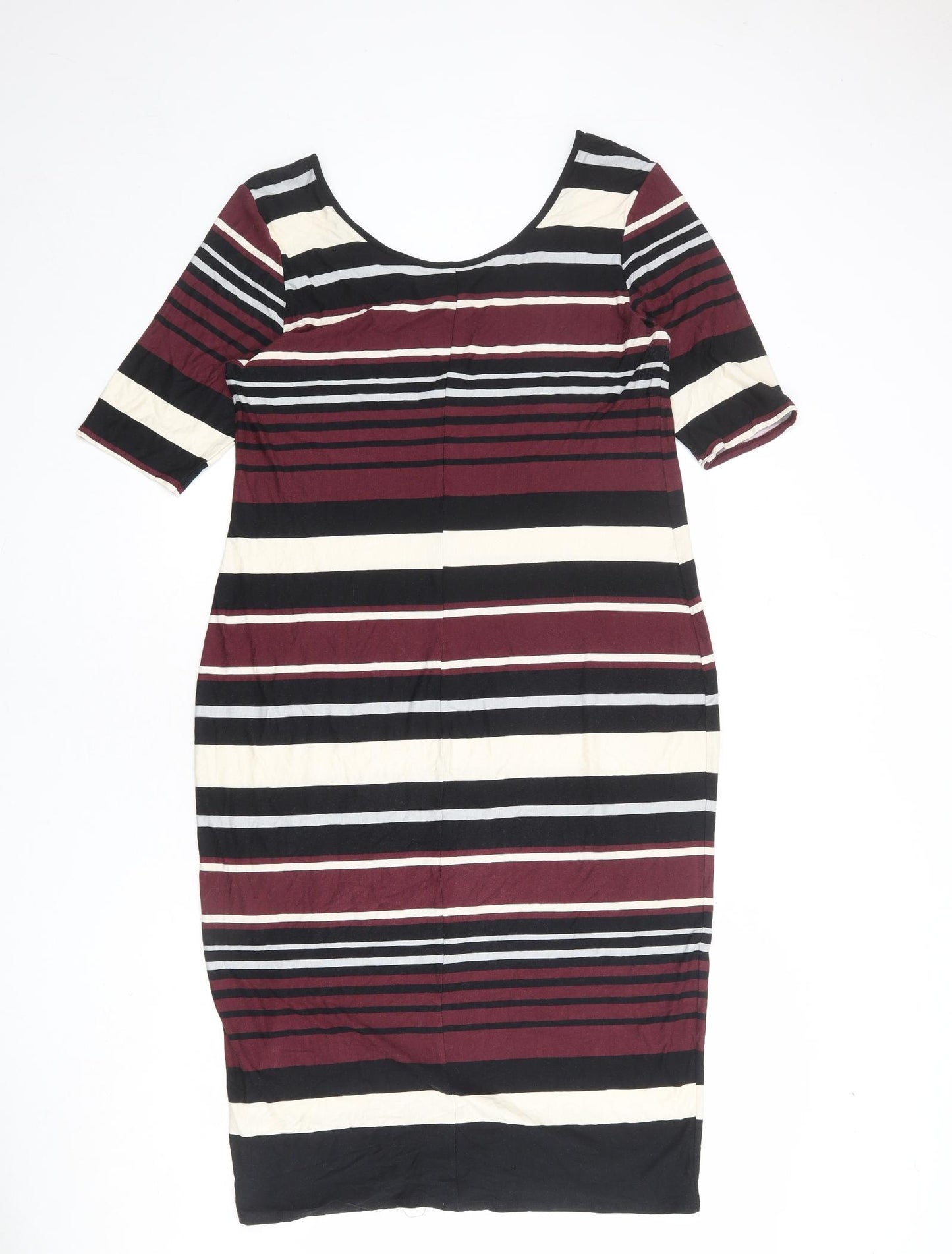 Dorothy Perkins Womens Multicoloured Striped Viscose Shift Size 18 Scoop Neck Pullover