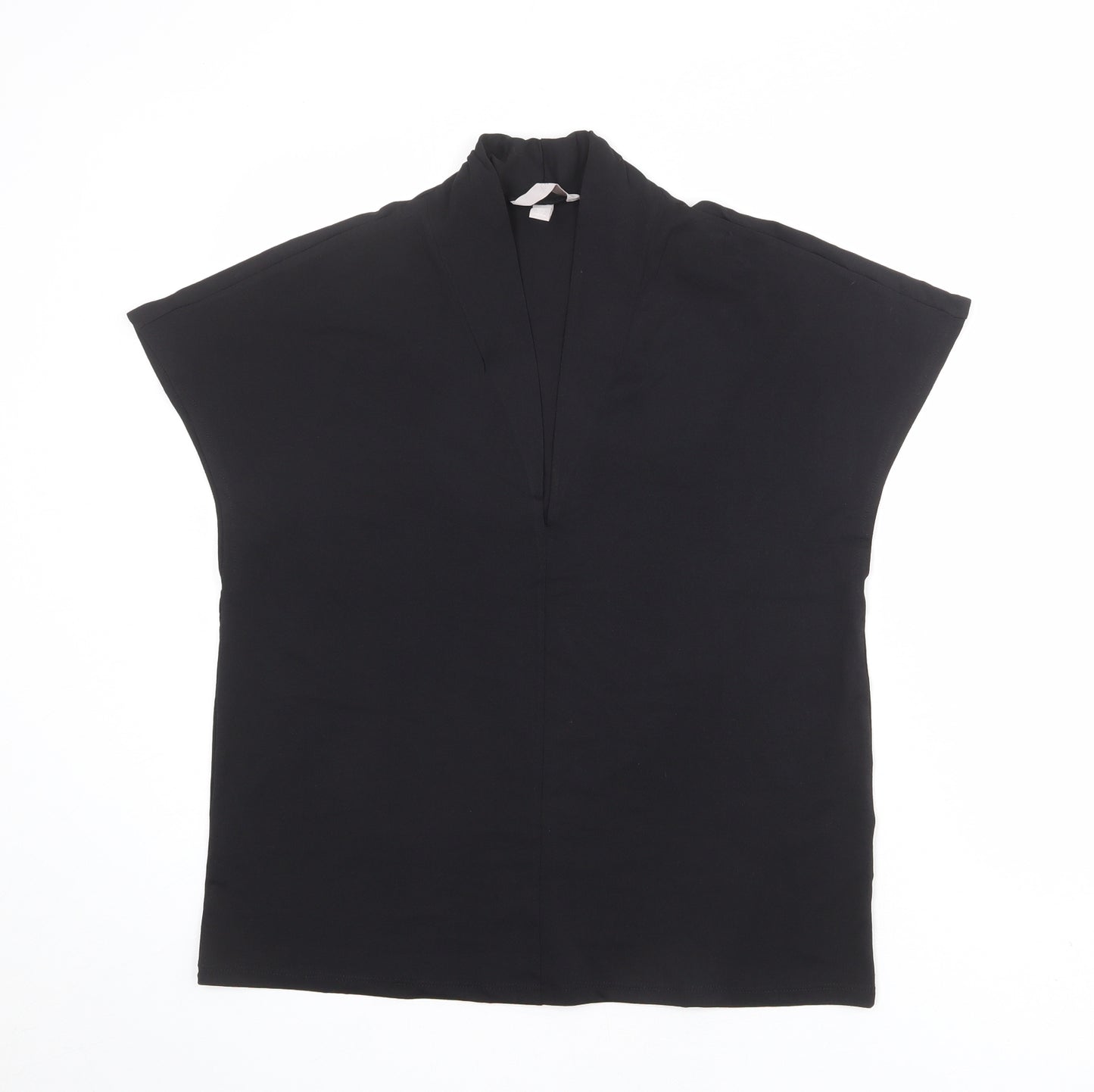 H&M Womens Black Polyester Basic T-Shirt Size M V-Neck