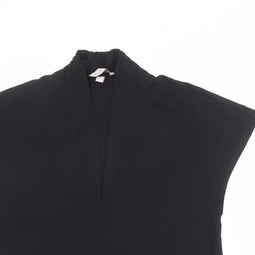 H&M Womens Black Polyester Basic T-Shirt Size M V-Neck
