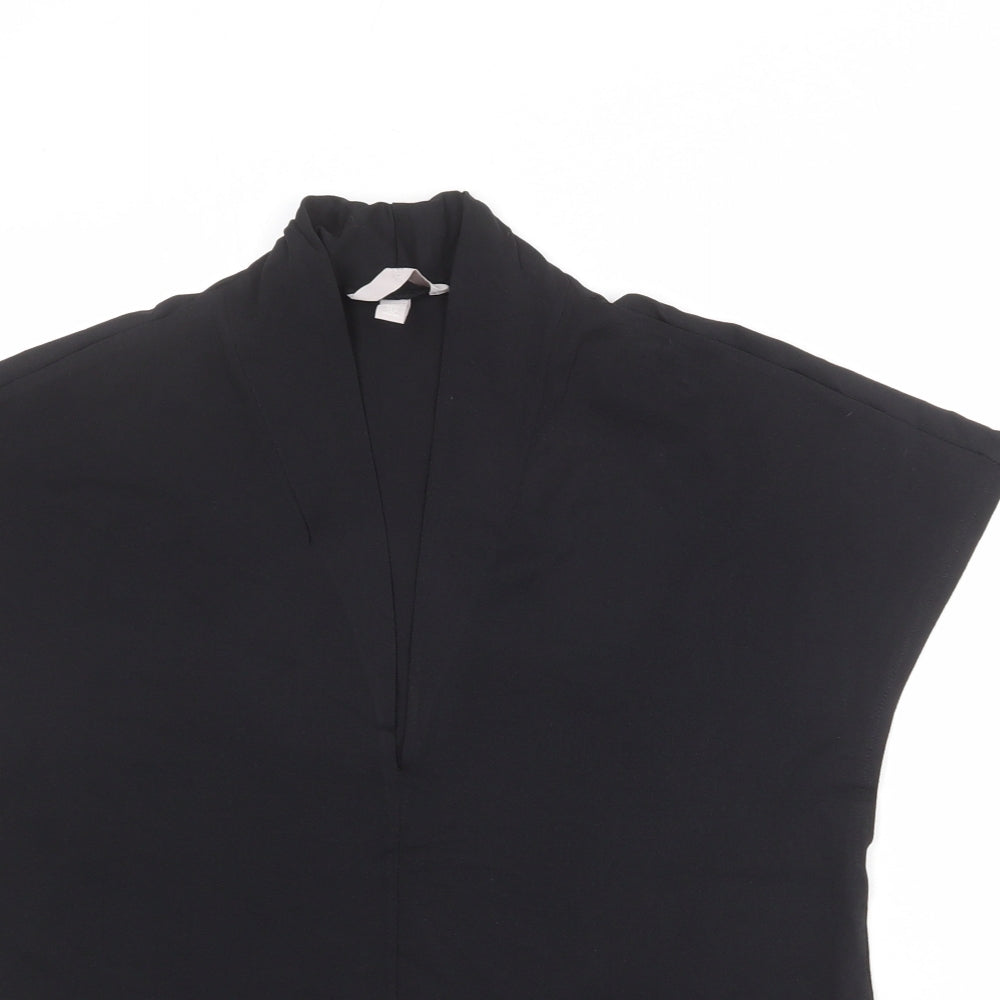 H&M Womens Black Polyester Basic T-Shirt Size M V-Neck