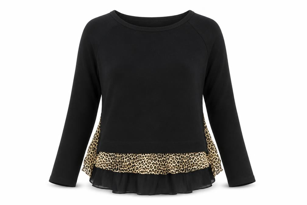 Front view of Karen Kane women’s black round neck polyester jumper, size M