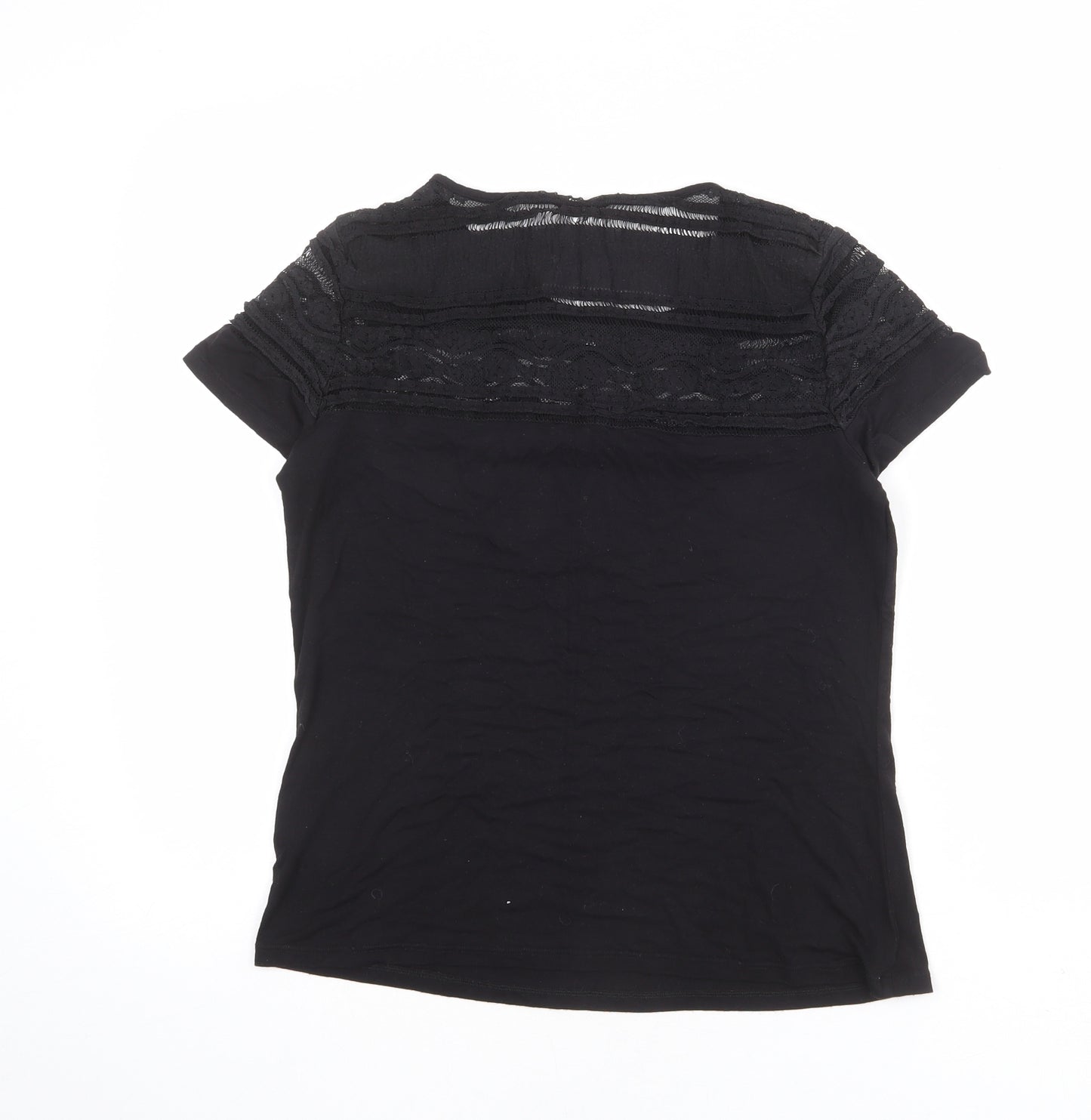 H&M Womens Black Viscose Basic T-Shirt Size M Round Neck