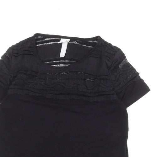 H&M Womens Black Viscose Basic T-Shirt Size M Round Neck