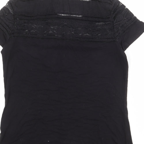 H&M Womens Black Viscose Basic T-Shirt Size M Round Neck