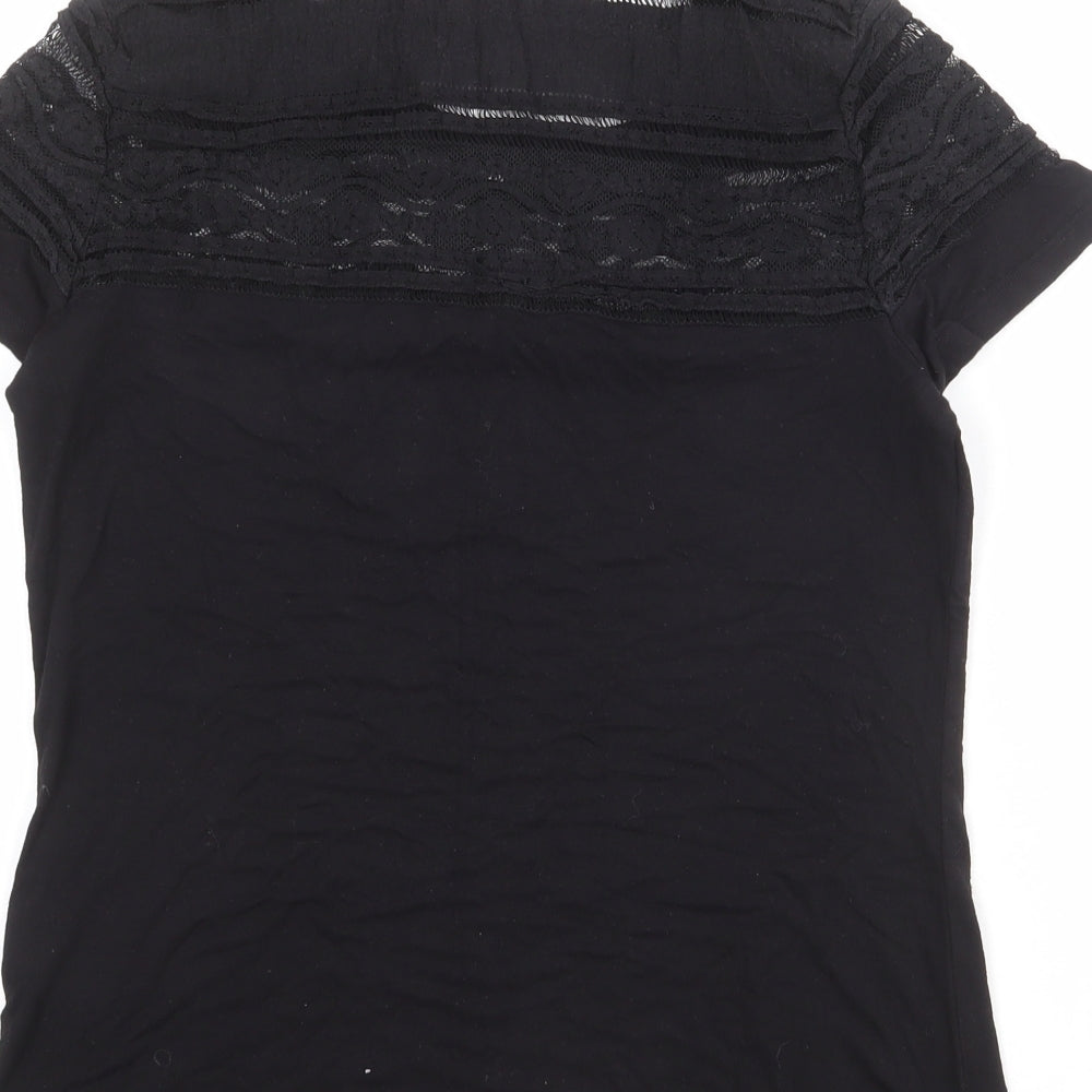 H&M Womens Black Viscose Basic T-Shirt Size M Round Neck