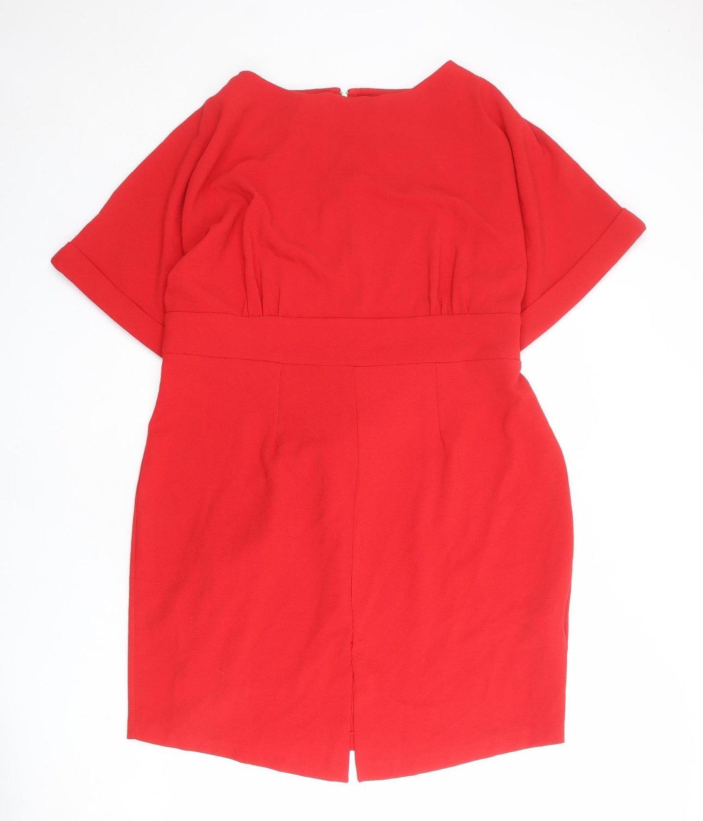 Closet Womens Red Polyester Shift Size 20 Boat Neck Zip