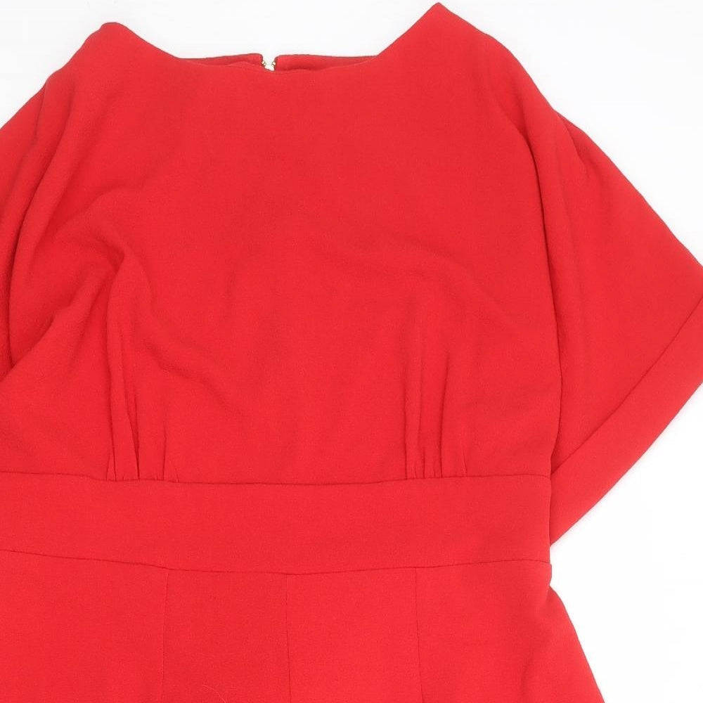 Closet Womens Red Polyester Shift Size 20 Boat Neck Zip