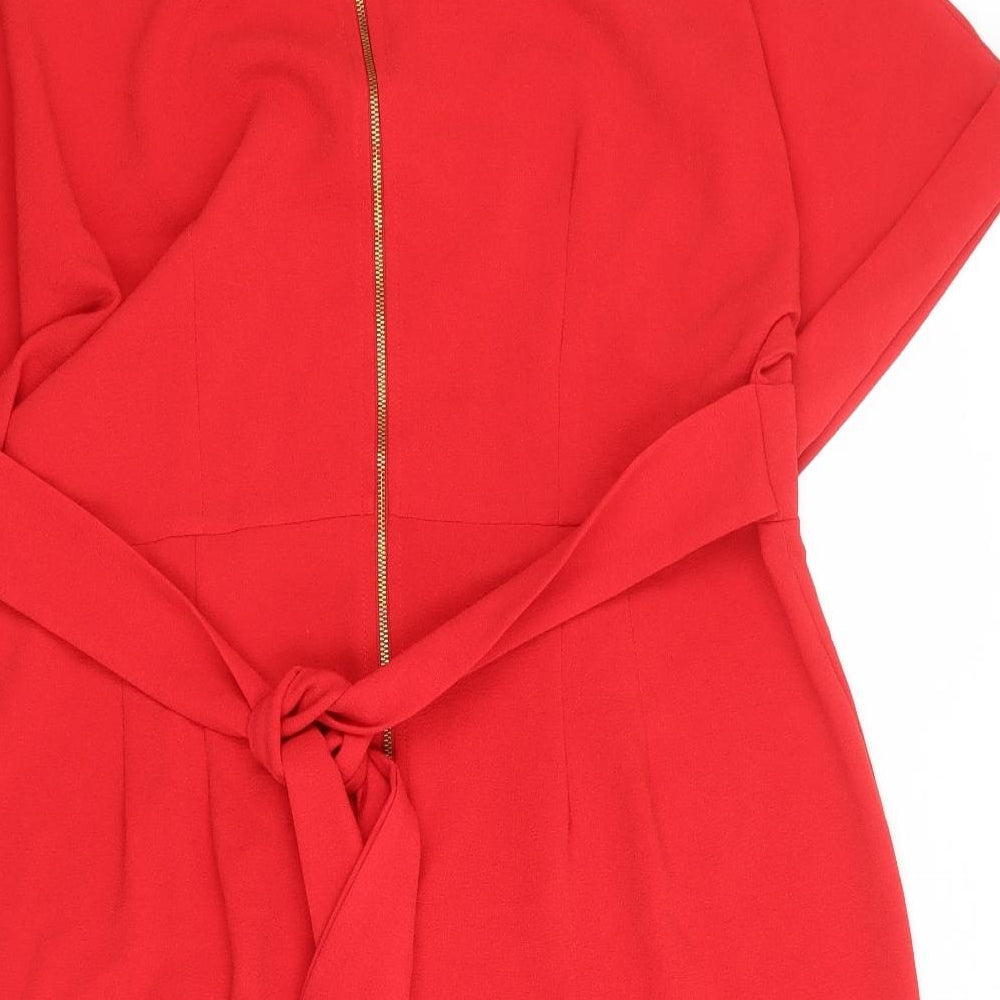 Closet Womens Red Polyester Shift Size 20 Boat Neck Zip