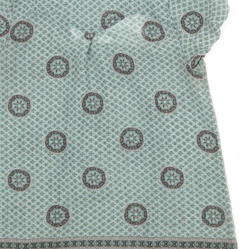 Zara Womens Multicoloured Geometric Polyester Basic T-Shirt Size S Square Neck