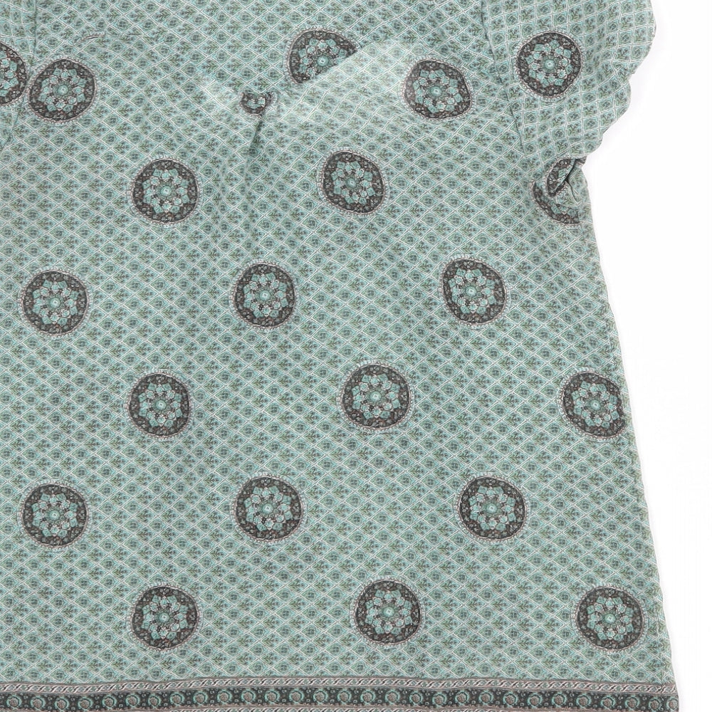 Zara Womens Multicoloured Geometric Polyester Basic T-Shirt Size S Square Neck