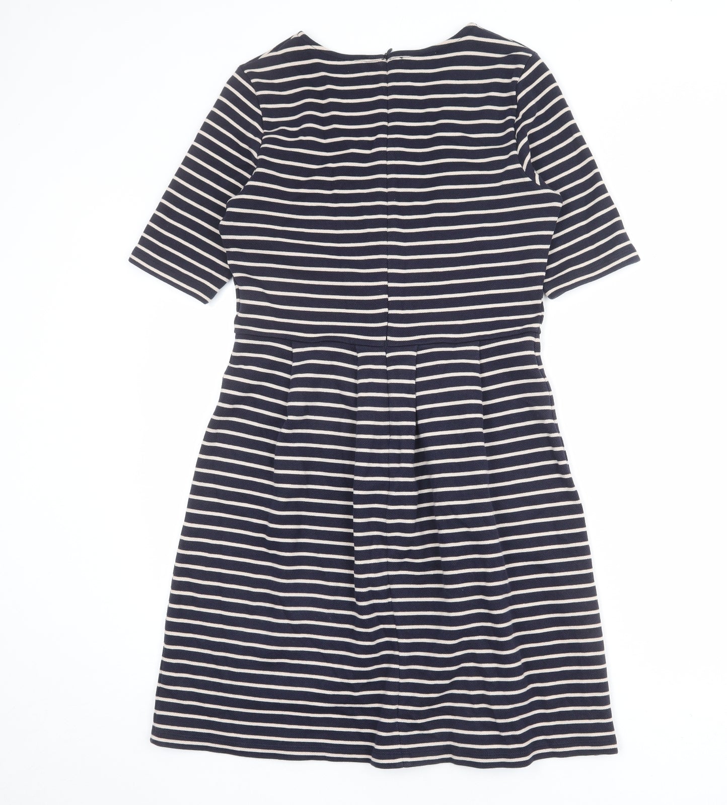 Hobbs Womens Blue Striped Polyester Shift Size 10 Round Neck Zip