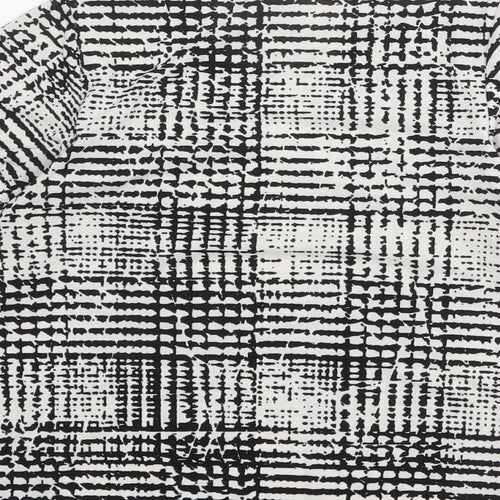 H&M Womens Black Check Polyester Basic T-Shirt Size XS Round Neck