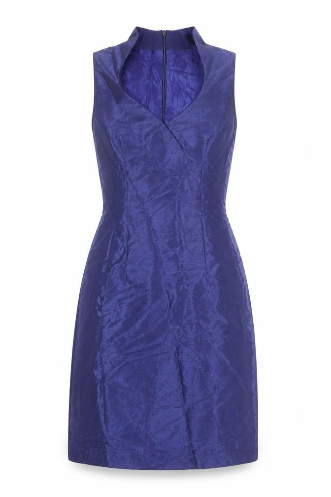 ginny Womens Blue Polyester Shift Size M V-Neck Zip