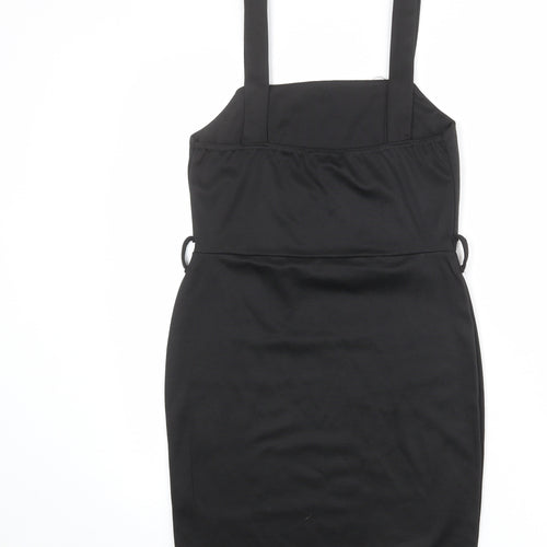 Select Womens Black Polyester Pinafore/Dungaree Dress Size 10 Square Neck Pullover