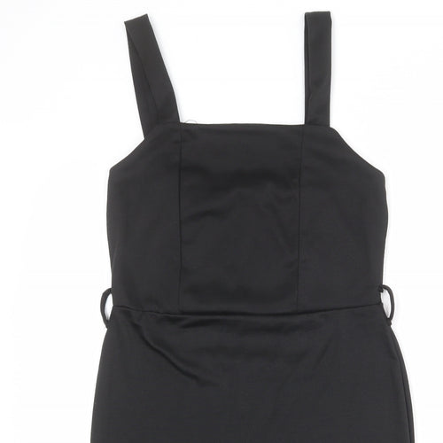 Select Womens Black Polyester Pinafore/Dungaree Dress Size 10 Square Neck Pullover