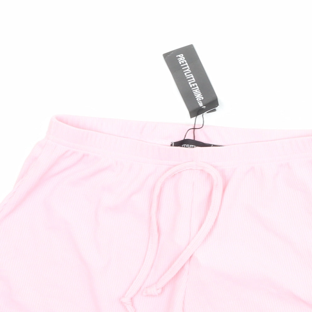 PRETTYLITTLETHING Womens Pink Polyester Sweat Shorts Size S L3 in Regular Pull On