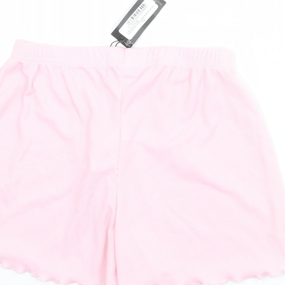 PRETTYLITTLETHING Womens Pink Polyester Sweat Shorts Size S L3 in Regular Pull On