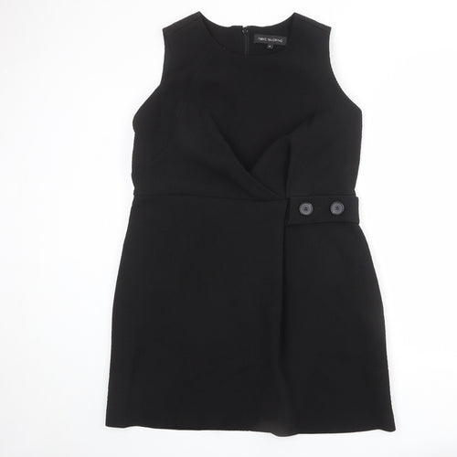 NEXT Womens Black Polyester Shift Size 18 Round Neck Zip