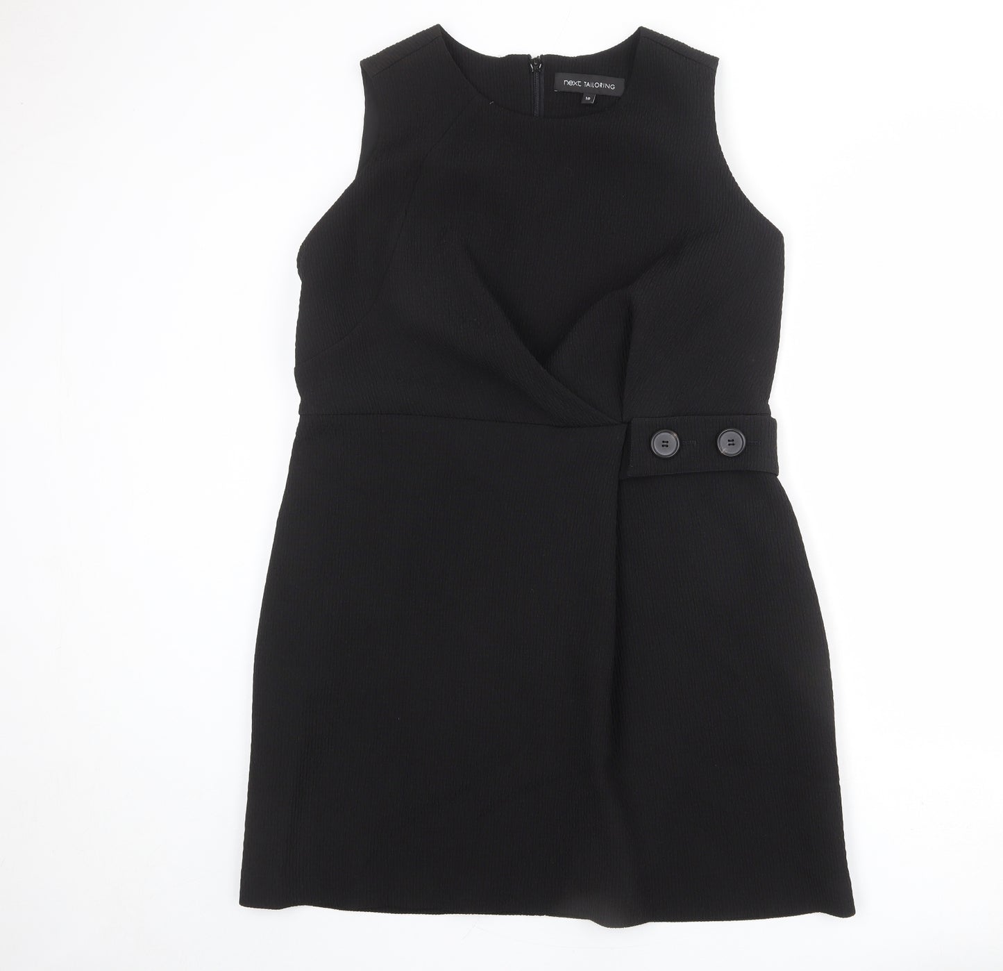 NEXT Womens Black Polyester Shift Size 18 Round Neck Zip