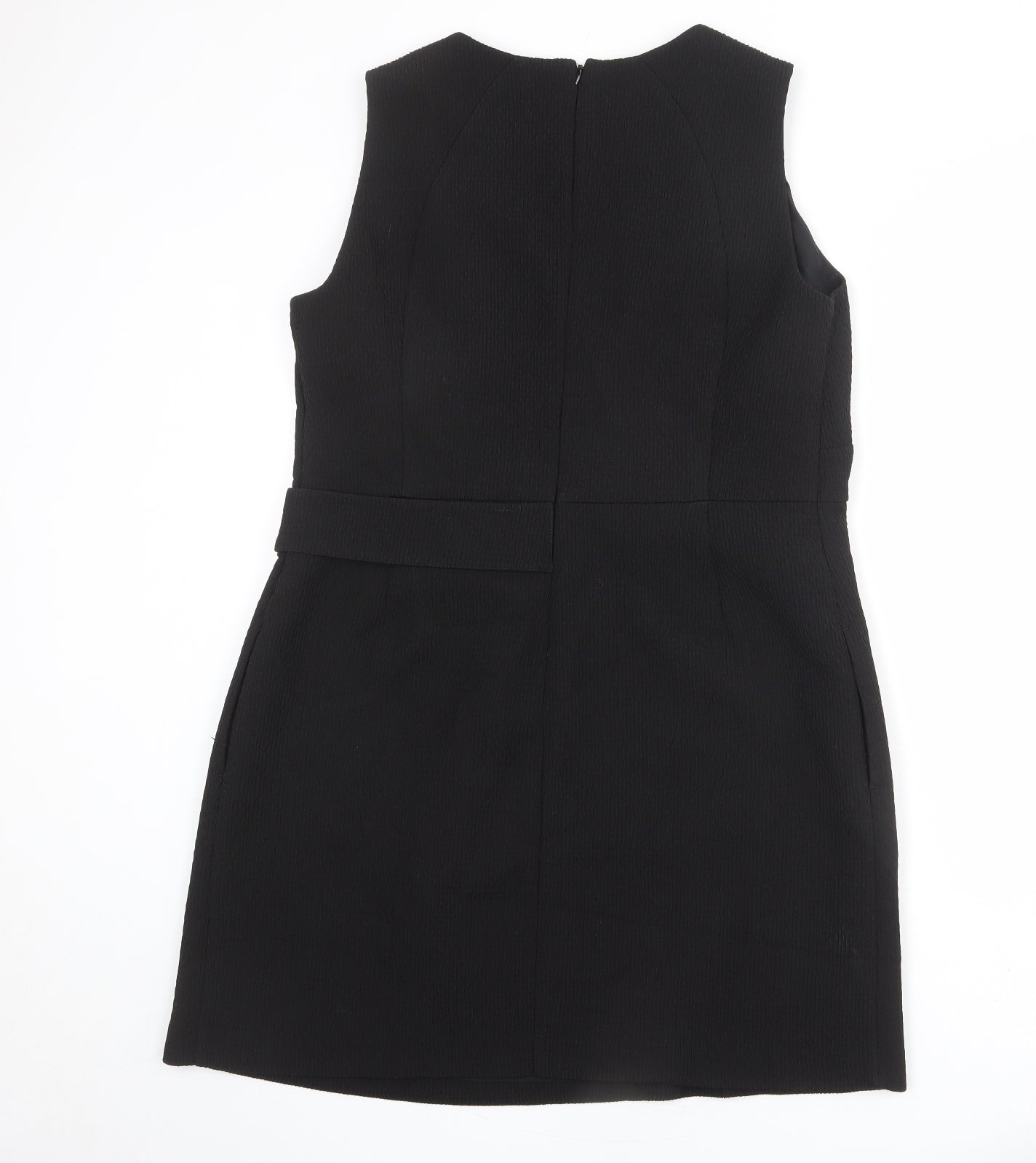 NEXT Womens Black Polyester Shift Size 18 Round Neck Zip