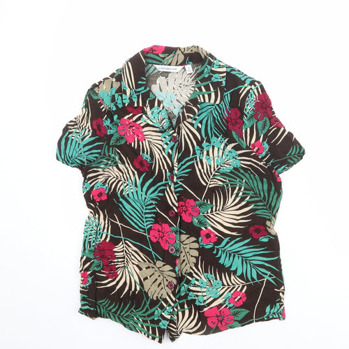 Croft & Barrow Womens Multicoloured Floral Viscose Basic Button-Up Size S Collared