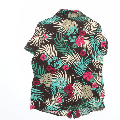 Croft & Barrow Womens Multicoloured Floral Viscose Basic Button-Up Size S Collared