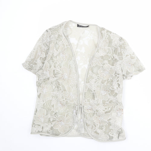 Jacques Vert Womens Grey Floral Polyester Basic Blouse Size 12 V-Neck
