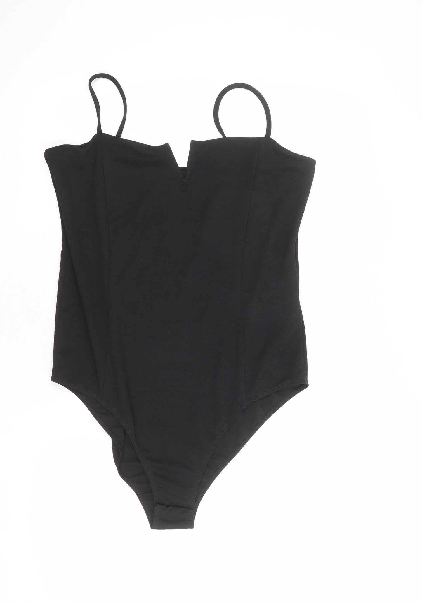 New Look Womens Black Polyester Bodysuit One-Piece Size 8 Snap