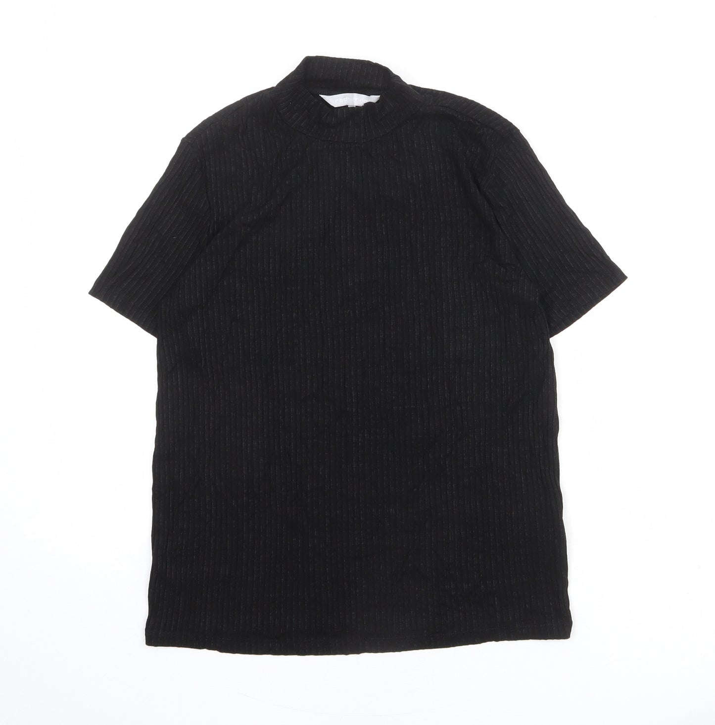 Red Herring Womens Black Viscose Basic T-Shirt Size 12 Mock Neck