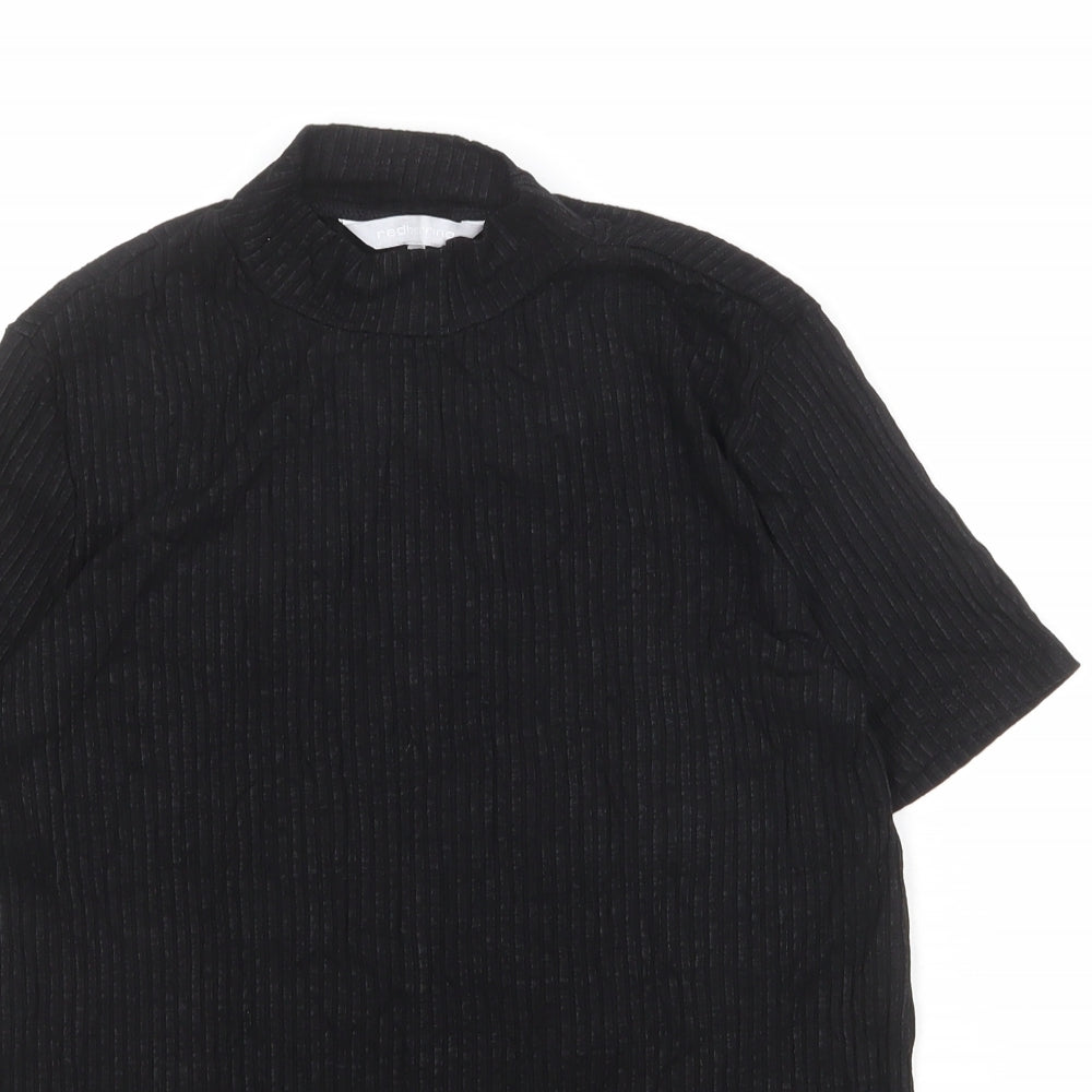 Red Herring Womens Black Viscose Basic T-Shirt Size 12 Mock Neck