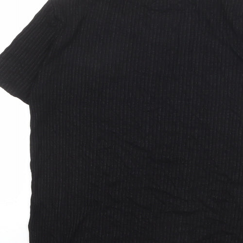 Red Herring Womens Black Viscose Basic T-Shirt Size 12 Mock Neck
