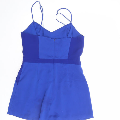 Topshop Womens Blue Polyester Playsuit One-Piece Size 10 L3 in Zip