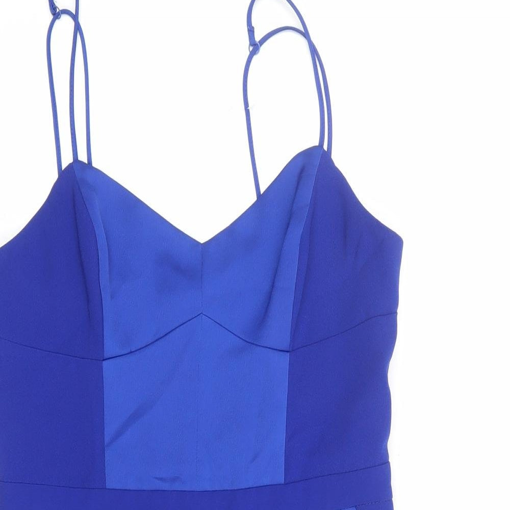 Topshop Womens Blue Polyester Playsuit One-Piece Size 10 L3 in Zip