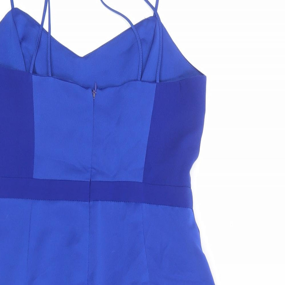 Topshop Womens Blue Polyester Playsuit One-Piece Size 10 L3 in Zip