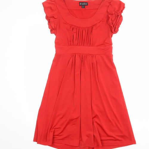 Mariko Womens Red Polyester Trapeze & Swing Size 8 Round Neck Pullover