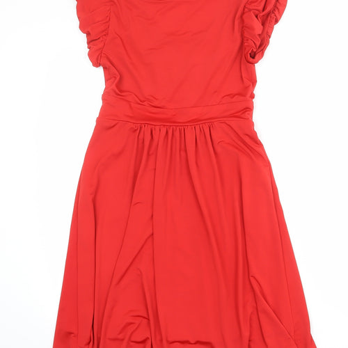 Mariko Womens Red Polyester Trapeze & Swing Size 8 Round Neck Pullover