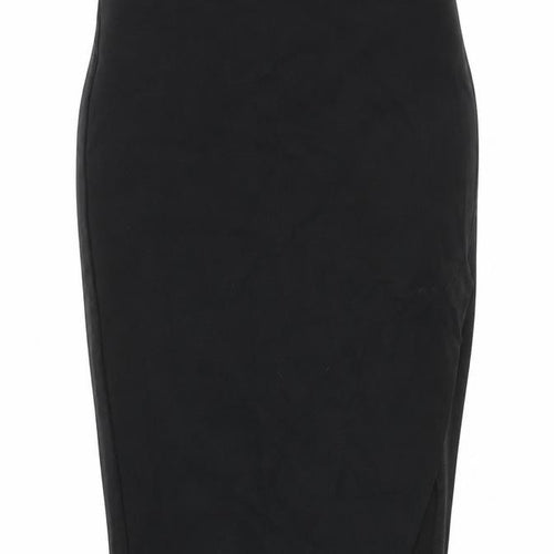 River Island Womens Black Viscose Straight & Pencil Skirt Size 8 Zip