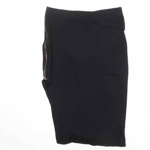 River Island Womens Black Viscose Straight & Pencil Skirt Size 8 Zip