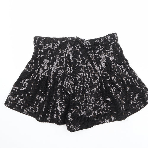Topshop Womens Black Viscose Basic Shorts Size 10 L3 in Regular Zip