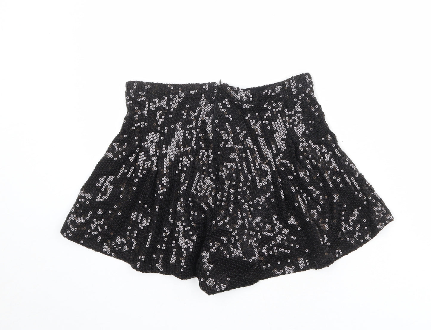 Topshop Womens Black Viscose Basic Shorts Size 10 L3 in Regular Zip