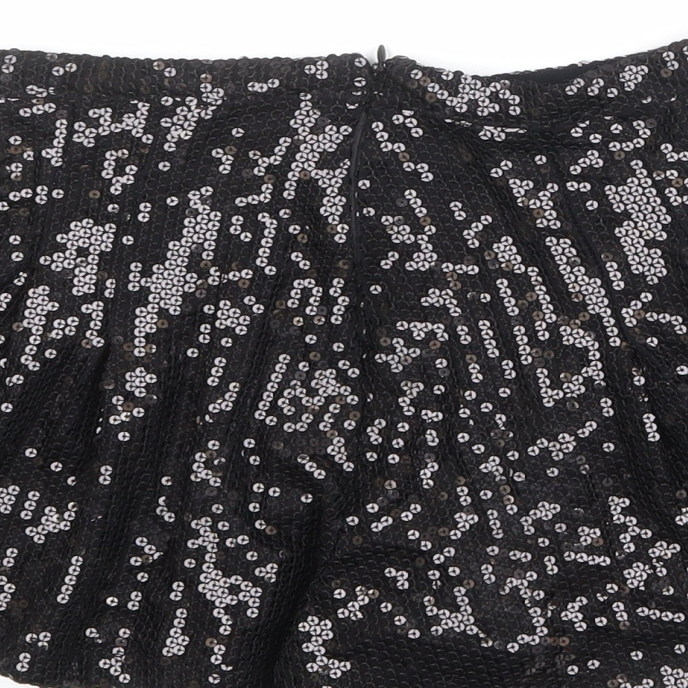 Topshop Womens Black Viscose Basic Shorts Size 10 L3 in Regular Zip