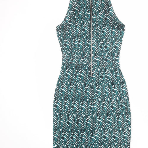 H&M Womens Multicoloured Geometric Polyester Bodycon Size XS Round Neck Zip