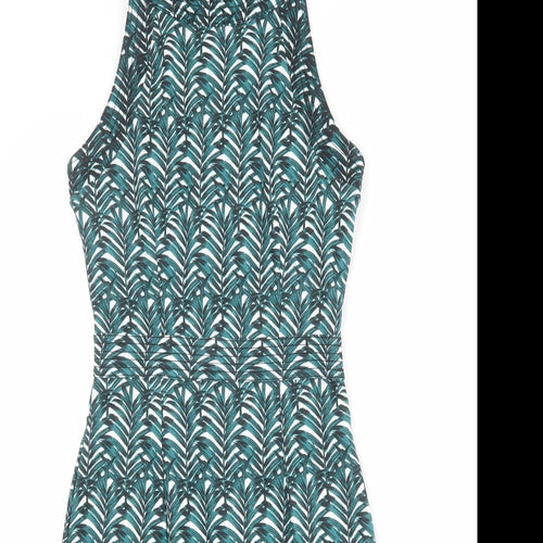 H&M Womens Multicoloured Geometric Polyester Bodycon Size XS Round Neck Zip