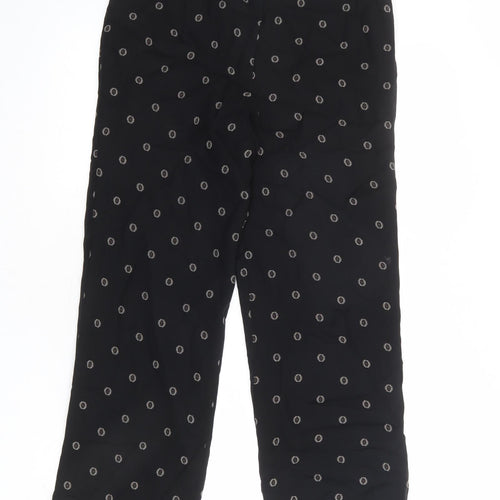 St Michael Womens Black Geometric Viscose Trousers Size 8 L24 in Regular Zip
