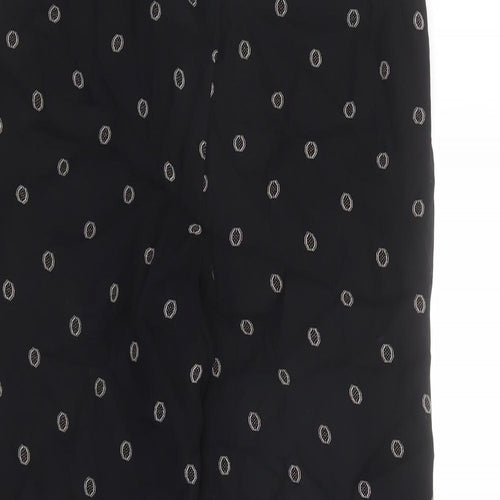 St Michael Womens Black Geometric Viscose Trousers Size 8 L24 in Regular Zip