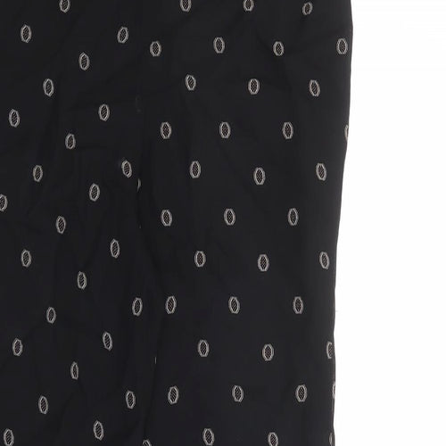 St Michael Womens Black Geometric Viscose Trousers Size 8 L24 in Regular Zip