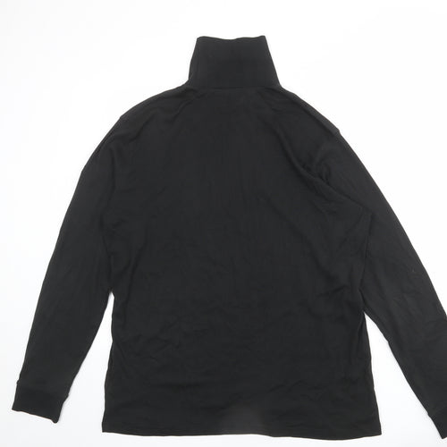 Cotton Traders Womens Black 100% Cotton Basic T-Shirt Size 3XL High Neck